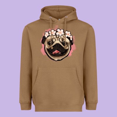 Pug Floral Heavyweight Hoodie Designed By Jasminsmagicworld