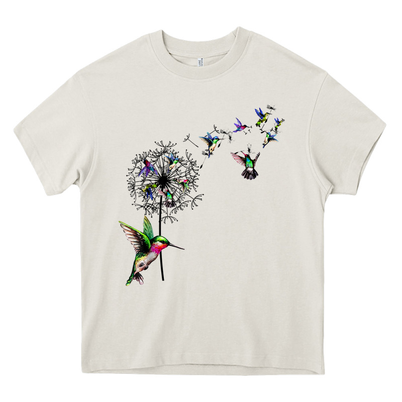 Bird Hummingbird Dandelion Flowers Shirt For Women Men T Shirt Heavy Core Tee by linhVisuals | Teevron
