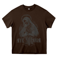 Chocolate Brown ave maria schubert latin mass blessed mother hail mary lady t shirt Heavy Core Tee - linhVisuals