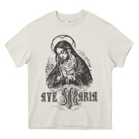 Cream ave maria schubert latin mass blessed mother hail mary lady t shirt Heavy Core Tee - linhVisuals