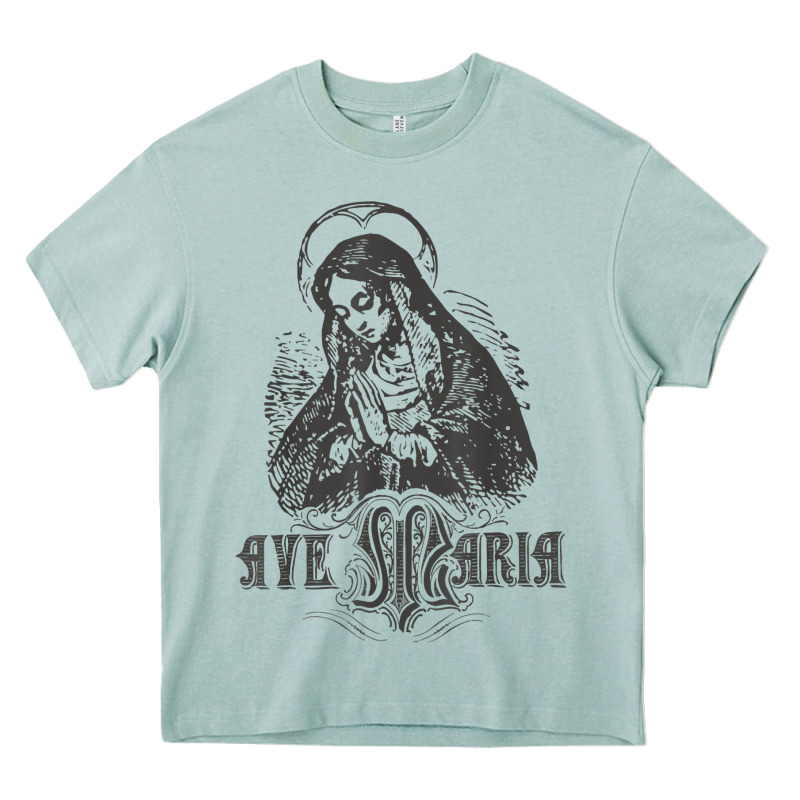 Ave Maria Schubert Latin Mass Blessed Mother Hail Mary Lady T Shirt Heavy Core Tee by linhVisuals | Teevron