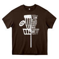 Chocolate Brown christian disc golf i can do all things philippians 4 13 t shirt Heavy Core Tee - linhVisuals