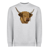 Heather Grey highland cow Heavyweight Sweatshirt - RanaPortraitStore