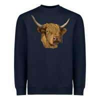 Navy highland cow Heavyweight Sweatshirt - RanaPortraitStore