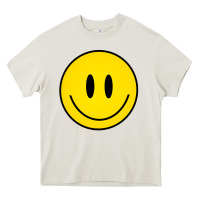 Cream retro happy vibe smiley face happy face graphic sweatshirt Heavy Core Tee - linhVisuals