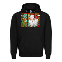 Black ho ho ho santa claus Zipper Hoodie - Jasminsmagicworld