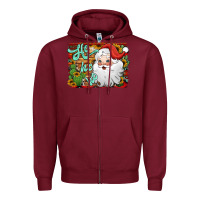 Burgundy ho ho ho santa claus Zipper Hoodie - Jasminsmagicworld