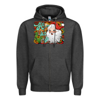 Charcoal Heather ho ho ho santa claus Zipper Hoodie - Jasminsmagicworld