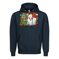 Navy ho ho ho santa claus Zipper Hoodie - Jasminsmagicworld