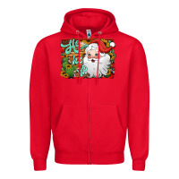 Red ho ho ho santa claus Zipper Hoodie - Jasminsmagicworld
