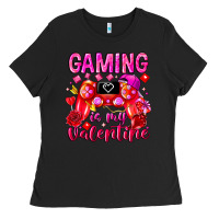 Black Gaming is My Valentine Ladies Tee - CowhideDigitalArt