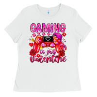 White Gaming is My Valentine Ladies Tee - CowhideDigitalArt
