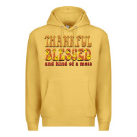 Antique Gold thankful blessed and kind of a mess Premium Hoodie - BarkalooDesign