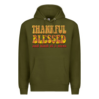 Army Green thankful blessed and kind of a mess Premium Hoodie - BarkalooDesign