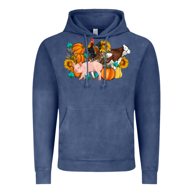 Farm Life Fall Pig Cow Rooster Vintage Hoodie by Artiststas | Teevron