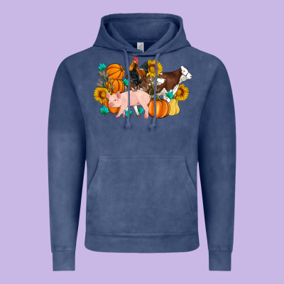 Farm Life Fall Pig Cow Rooster Vintage Hoodie Designed By Artiststas