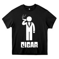 Black cigar smoker Heavy Core Tee - linhVisuals