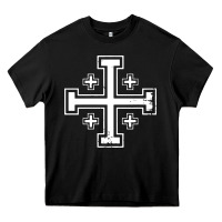 Black crusader cross of jerusalem knights templa Heavy Core Tee - linhVisuals