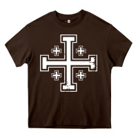 Chocolate Brown crusader cross of jerusalem knights templa Heavy Core Tee - linhVisuals