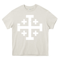 Cream crusader cross of jerusalem Heavy Core Tee - linhVisuals