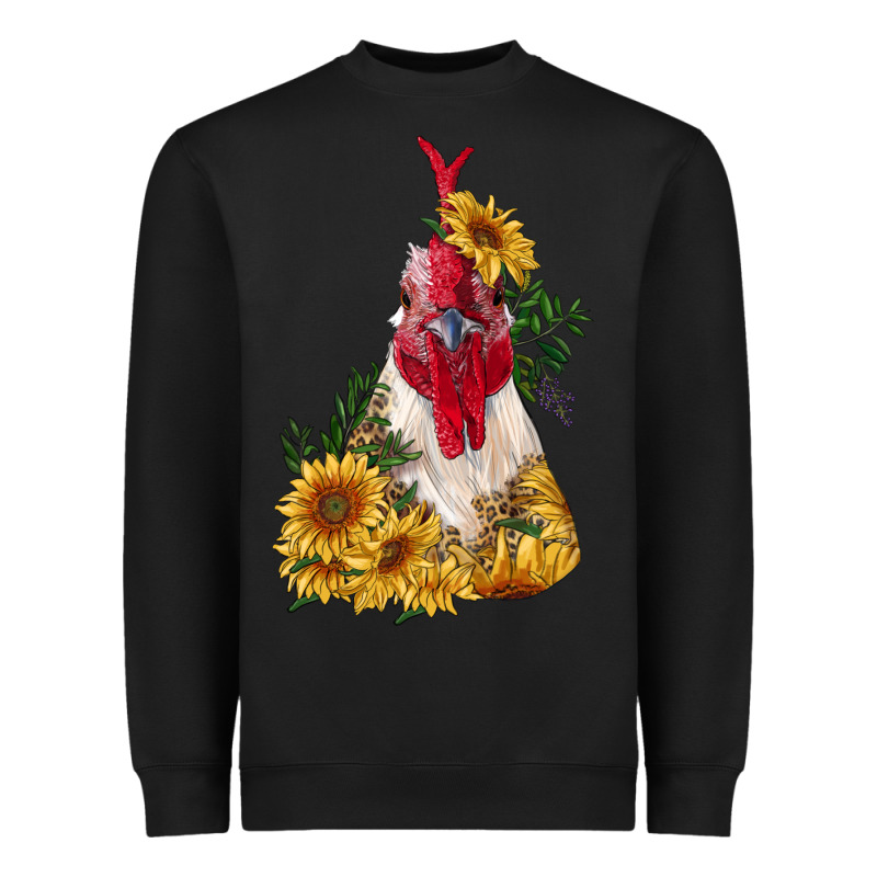 Sunflower Rooster With Leopard Heavyweight Sweatshirt by RanaPortraitStore | Teevron