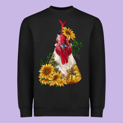 Sunflower Rooster With Leopard Heavyweight Sweatshirt Designed By Ranaportraitstore