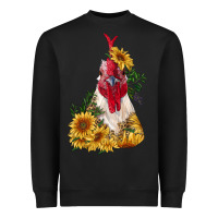 Black sunflower rooster with leopard Heavyweight Sweatshirt - RanaPortraitStore