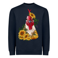 Navy sunflower rooster with leopard Heavyweight Sweatshirt - RanaPortraitStore