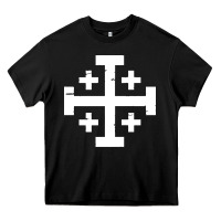 Black crusader cross of jerusalem Heavy Core Tee - linhVisuals