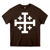 Chocolate Brown crusader cross of jerusalem Heavy Core Tee - linhVisuals
