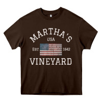 Chocolate Brown martha's vineyard massachusetts american flag usa vintage pullover hoo Heavy Core Tee - linhVisuals