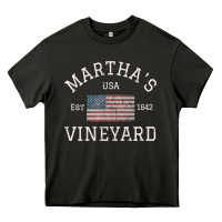 Asphalt martha's vineyard massachusetts american flag usa vintage pullover hoo Heavy Core Tee - linhVisuals