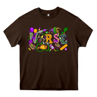 Chocolate Brown Nurse Mardi Gras Heavy Core Tee - FaDigitalArtStudio