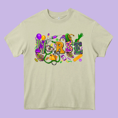 Nurse Mardi Gras Heavy Core Tee Designed By Fadigitalartstudio
