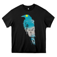 Black raven t  shirt the raven t  shirt Heavy Core Tee - linhVisuals