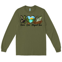 Army Green Camouflage Peace Love Striped Bass Long Sleeve Tee - LillyAllenDesigns