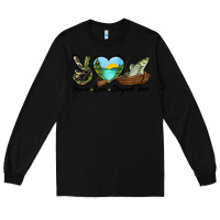 Black Camouflage Peace Love Striped Bass Long Sleeve Tee - LillyAllenDesigns