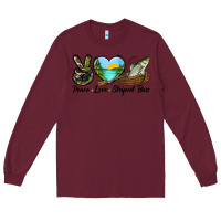 Burgundy Camouflage Peace Love Striped Bass Long Sleeve Tee - LillyAllenDesigns