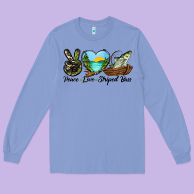 Camouflage Peace Love Striped Bass Long Sleeve Tee Designed By Lillyallendesigns