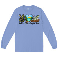 Colony Blue Camouflage Peace Love Striped Bass Long Sleeve Tee - LillyAllenDesigns