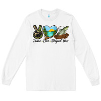 White Camouflage Peace Love Striped Bass Long Sleeve Tee - LillyAllenDesigns