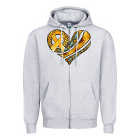 Heather Grey childhood cancer awareness heart Zipper Hoodie - Jasminsmagicworld