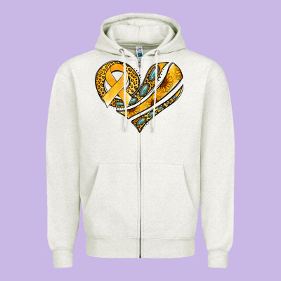 Childhood Cancer Awareness Heart Zipper Hoodie Designed By Jasminsmagicworld
