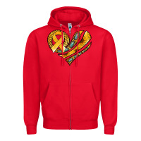 Red childhood cancer awareness heart Zipper Hoodie - Jasminsmagicworld