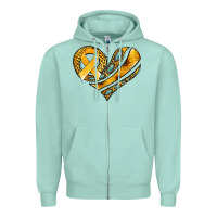 Seafoam childhood cancer awareness heart Zipper Hoodie - Jasminsmagicworld
