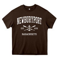 Chocolate Brown newburyport ma vintage crossed oars & boat anchor sports t shirt Heavy Core Tee - linhVisuals
