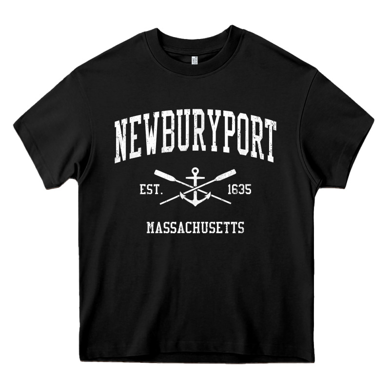 Newburyport Ma Vintage Crossed Oars & Boat Anchor Sports T Shirt Heavy Core Tee by linhVisuals | Teevron