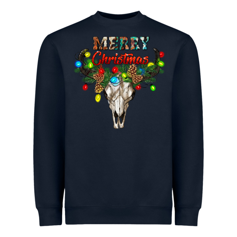 Merry Christmas Bull Skull Heavyweight Sweatshirt by RanaPortraitStore | Teevron