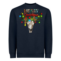 Navy merry christmas bull skull Heavyweight Sweatshirt - RanaPortraitStore