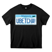 Black ubetcha (you betcha) minnesota license plate t shirt Heavy Core Tee - linhVisuals